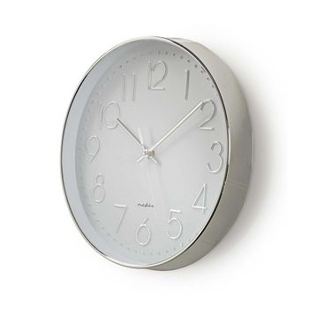 CLWA015PC30SR Wandklok | diameter: 300 mm | kunststof | wit / zilver Product foto