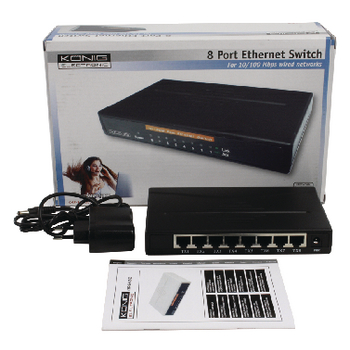 CMP-EHUB25 8-poorts ethernet switch 10/100 mbps Inhoud verpakking foto