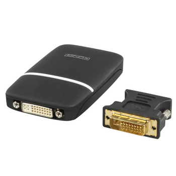 CMP-USBVGA11 Omvormer usb a male - dvi-d 24+1-pins female / d-sub 15-pins female zwart