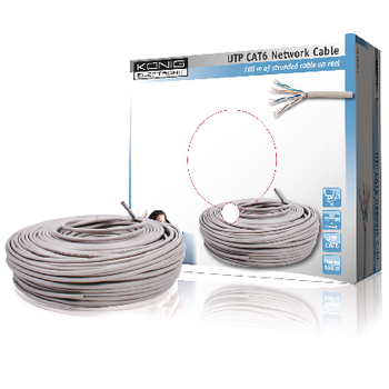 CMP-UTP6R100 Cat6 netwerkkabel op haspel utp 100 m grijs stranded