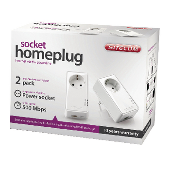 CMPSC-LN553 Powerline adapter 500 mbps pass-through stopcontact starterskit Verpakking foto