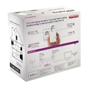 CMPSC-LN553 Powerline adapter 500 mbps pass-through stopcontact starterskit Verpakking foto