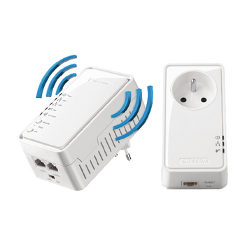 CMPSC-LN555FR 2 poorten powerline adapter 500 mbps pass-through stopcontact wlan-starterskit n300