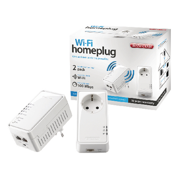 CMPSC-LN555 2 poorten powerline-adapter 500 mbps pass-through stopcontact wlan-starterskit n300
