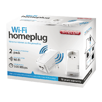 CMPSC-LN555 2 poorten powerline-adapter 500 mbps pass-through stopcontact wlan-starterskit n300 Verpakking foto