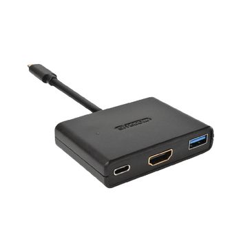 CN-365 Adapter usb-c male - usb a female / usb-c female / hdmi female zwart Product foto