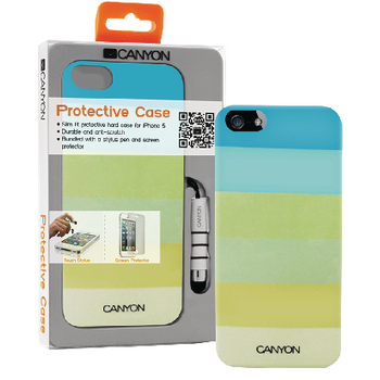 CNA-I5C02G Iphone 5 hard cover case met stylus en screen protector groentinten