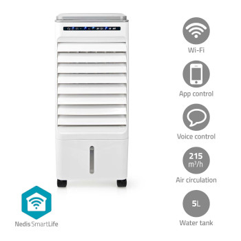 COOL116CWTW Smartlife mobiele aircooler | watertankcapaciteit: 5 l | 3 snelheden | 215 m³/h | zwenkfunctie 