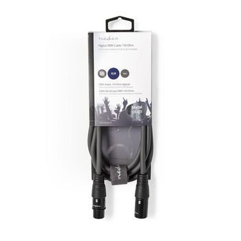 COTH15012GY15 Dmx-adapterkabel | xlr 3-pins male | xlr 3-pins female | vernikkeld | 1.50 m | rond | pvc | donkergr Verpakking foto