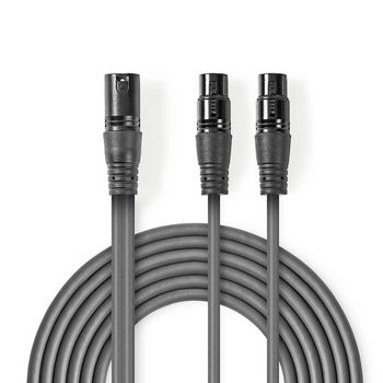 COTH15025GY15 Gebalanceerde audiokabel | xlr 3-pins male | 2x xlr 3-pins female | vernikkeld | 1.50 m | rond | pvc