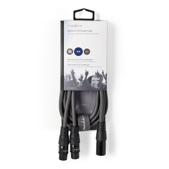 COTH15025GY15 Gebalanceerde audiokabel | xlr 3-pins male | 2x xlr 3-pins female | vernikkeld | 1.50 m | rond | pvc Verpakking foto