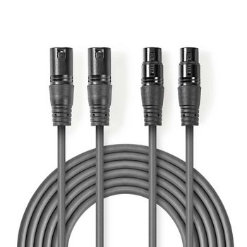 COTH15030GY05 Gebalanceerde audiokabel | 2x xlr 3-pins male | 2x xlr 3-pins female | vernikkeld | 0.50 m | rond | 