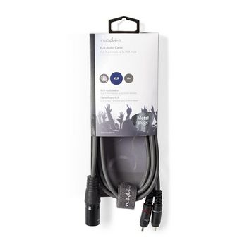 COTH15200GY15 Gebalanceerde audiokabel | xlr 3-pins male | 2x rca male | vernikkeld | 1.50 m | rond | pvc | donker Verpakking foto