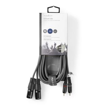 COTH15210GY30 Gebalanceerde audiokabel | 2x xlr 3-pins male | 2x rca male | vernikkeld | 3.00 m | rond | pvc | don  foto