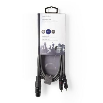 COTH15220GY15 Gebalanceerde audiokabel | xlr 3-pins female | 2x rca male | vernikkeld | 1.50 m | rond | pvc | donk Verpakking foto