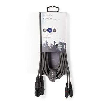 COTH15230GY30 Gebalanceerde audiokabel | 2x xlr 3-pins female | 2x rca male | vernikkeld | 3.00 m | rond | pvc | d Verpakking foto