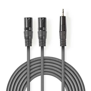 COTH15310GY15 Gebalanceerde audiokabel | 2x xlr 3-pins male | 3,5 mm male | vernikkeld | 1.50 m | rond | pvc | don