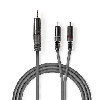 COTH22200GY30 Stereo-audiokabel | 3,5 mm male | 2x rca male | vernikkeld | 3.00 m | rond | donkergrijs | kartonnen