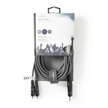 COTH22200GY50 Stereo-audiokabel | 3,5 mm male | 2x rca male | vernikkeld | 5.00 m | rond | donkergrijs | kartonnen  foto