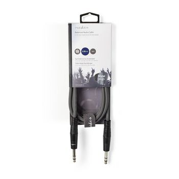 COTH23020GY15 Stereo-audiokabel | 6,35 mm male | 6,35 mm male | vernikkeld | 1.50 m | rond | donkergrijs | kartonn Verpakking foto