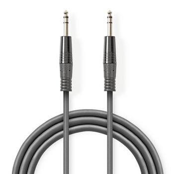 COTH23020GY50 Stereo-audiokabel | 6,35 mm male | 6,35 mm male | vernikkeld | 5.00 m | rond | donkergrijs | kartonn