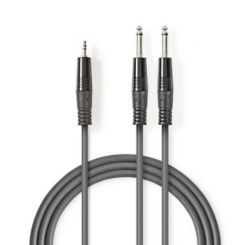 COTH23200GY30 Stereo-audiokabel | 2x 6,35 mm male | 3,5 mm male | vernikkeld | 3.00 m | rond | donkergrijs | karto