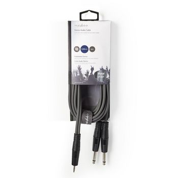 COTH23200GY30 Stereo-audiokabel | 2x 6,35 mm male | 3,5 mm male | vernikkeld | 3.00 m | rond | donkergrijs | karto Verpakking foto