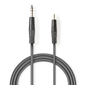 COTH23205GY15 Stereo-audiokabel | 6,35 mm male | 3,5 mm male | vernikkeld | 1.50 m | rond | donkergrijs | kartonne