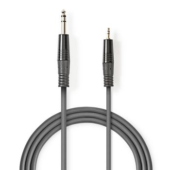 COTH23205GY30 Stereo-audiokabel | 6,35 mm male | 3,5 mm male | vernikkeld | 3.00 m | rond | donkergrijs | kartonne