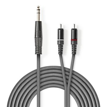 COTH23300GY15 Stereo-audiokabel | 6,35 mm male | 2x rca male | vernikkeld | 1.50 m | rond | donkergrijs | kartonne