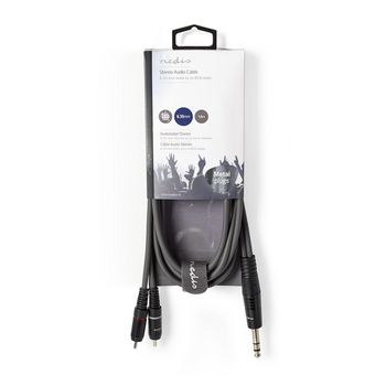 COTH23300GY15 Stereo-audiokabel | 6,35 mm male | 2x rca male | vernikkeld | 1.50 m | rond | donkergrijs | kartonne Verpakking foto