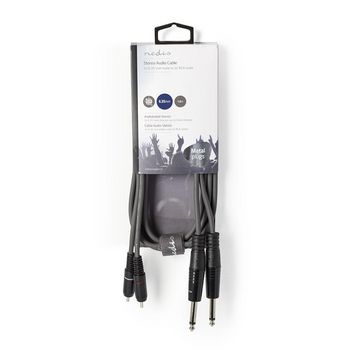 COTH23320GY15 Stereo-audiokabel | 2x 6,35 mm male | 2x rca male | vernikkeld | 1.50 m | rond | donkergrijs | karto Verpakking foto