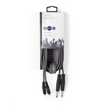 COTH23320GY30 Stereo-audiokabel | 2x 6,35 mm male | 2x rca male | vernikkeld | 3.00 m | rond | donkergrijs | karto Verpakking foto