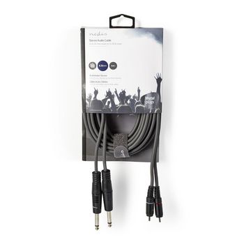 COTH23320GY50 Stereo-audiokabel | 2x 6,35 mm male | 2x rca male | vernikkeld | 5.00 m | rond | donkergrijs | karto Verpakking foto