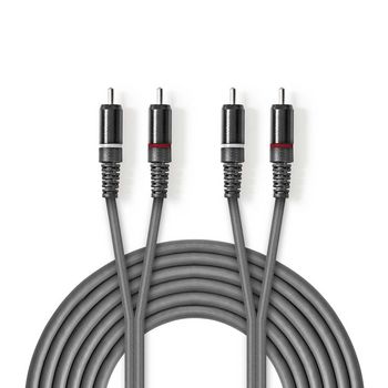 COTH24200GY15 Stereo-audiokabel | 2x rca male | 2x rca male | vernikkeld | 1.50 m | rond | donkergrijs | kartonnen