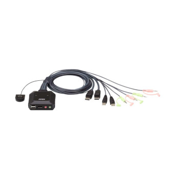 CS22DP-AT 2-poorts usb displayport-kabel kvm-switch met externe poortselectieschakelaar