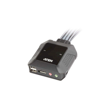 CS22DP-AT 2-poorts usb displayport-kabel kvm-switch met externe poortselectieschakelaar Product foto