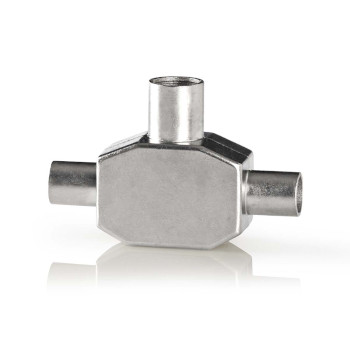 CSBW40950WT Satelliet- en antenne-adapter | 2x coax male | iec (coax) female | vernikkeld | 75 ohm | t-splitter  Product foto