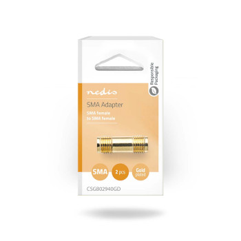 CSGB02940GD Sma-adapter | sma female | sma female | verguld | 50 ohm | recht | koper | goud | 2 stuks | doos  foto