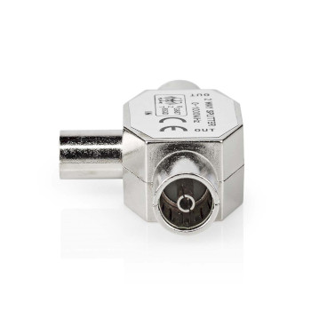 CSGB40951ME Satelliet- en antenne-adapter | iec (coax) male | 2x coax female | vernikkeld | 75 ohm | t-splitter  Product foto