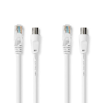 CSGB4500WT30 Coax- en cat6-combikabel | iec (coax) male / rj45 male | iec (coax) female / rj45 male | vernikkeld  Product foto