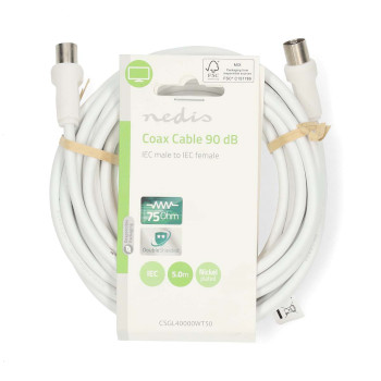 CSGL40000WT50 Coaxkabel | iec (coax) male | iec (coax) female | vernikkeld | 90 db | 75 ohm | dubbel afgeschermd |  foto