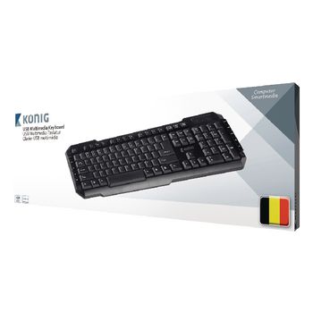 CSKBMU100BE Bedraad keyboard multimedia usb belgisch zwart Verpakking foto