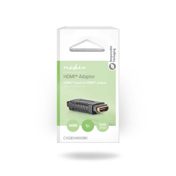 CVGB34900BK Hdmi™-adapter | hdmi™ female | hdmi™ female | verguld | recht | abs | zwart | 1 st Verpakking foto