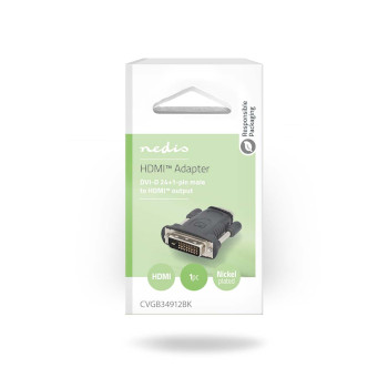 CVGB34912BK Hdmi™-adapter | dvi-d 24+1-pins male | hdmi™ output | vernikkeld | recht | abs | zwart | Verpakking foto