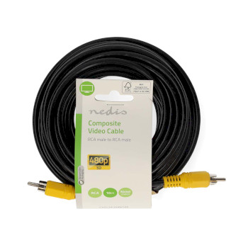 CVGL24100BK100 Composiet videokabel | rca male | rca male | vernikkeld | 480p | 10.0 m | rond | pvc | zwart | label  foto