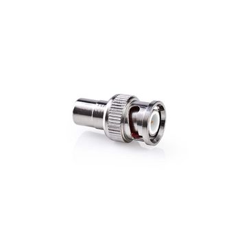 CVGP01941ME Bnc-adapter | bnc male | rca female | vernikkeld | 50 ohm | recht | metaal | zilver | 10 stuks | env Product foto