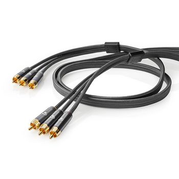 CVTB24300GY20 Composiet videokabel | 3x rca male | 3x rca male | verguld | 480p | 2.00 m | rond | katoen | antraci Product foto