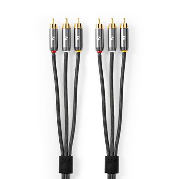 CVTB24300GY20 Composiet videokabel | 3x rca male | 3x rca male | verguld | 480p | 2.00 m | rond | katoen | antraci Product foto