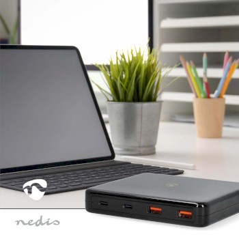 DCGPD65W100BK Bureaulader | 65 w | gan | 1.5 / 2.0 / 2.5 / 3.0 / 3.25 a | outputs: 4 | usb-a / usb-c™ | euro Product foto